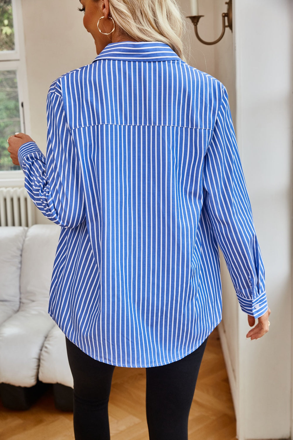 Striped Button Up Long Sleeve Shirt