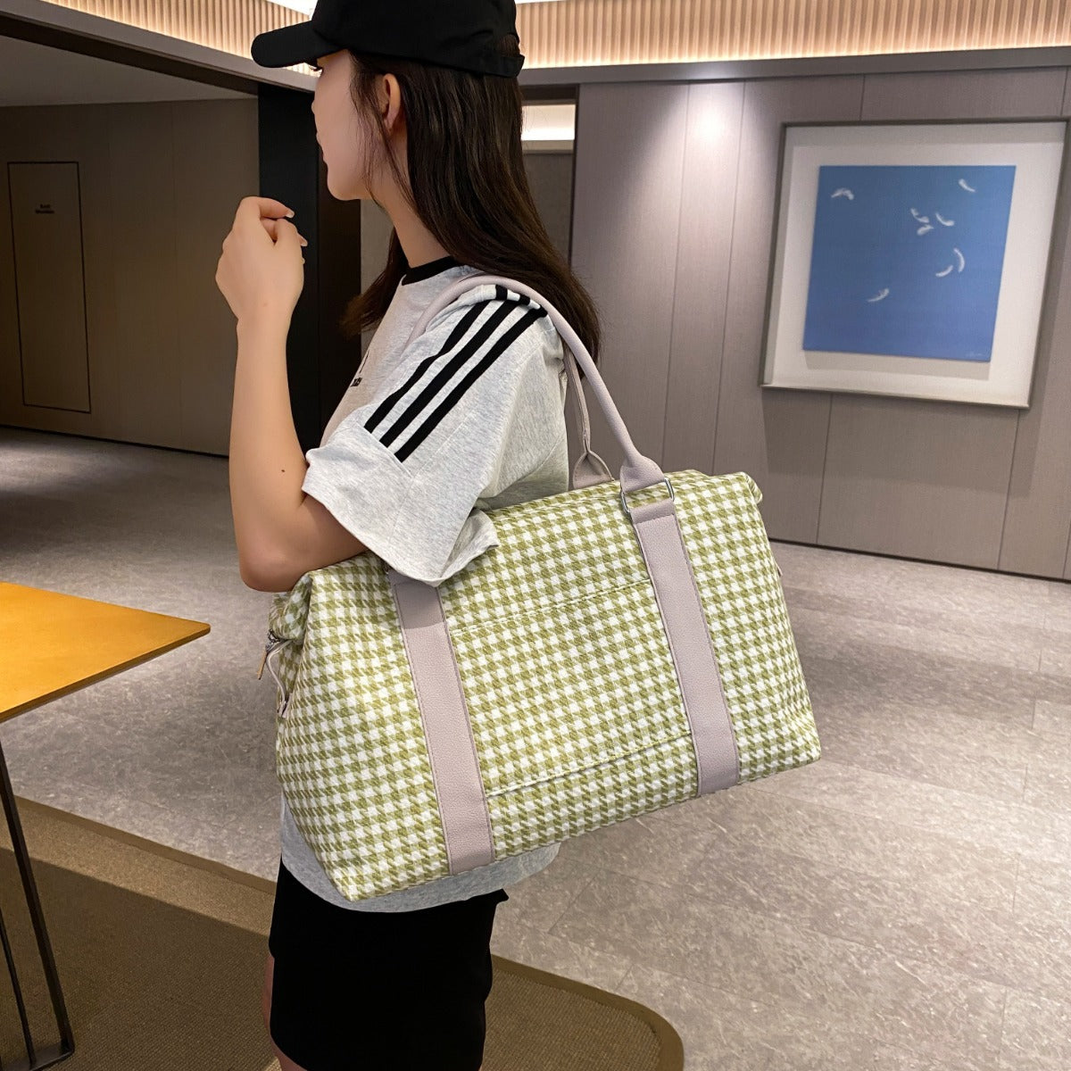 Houndstooth Canvas Travel Bag