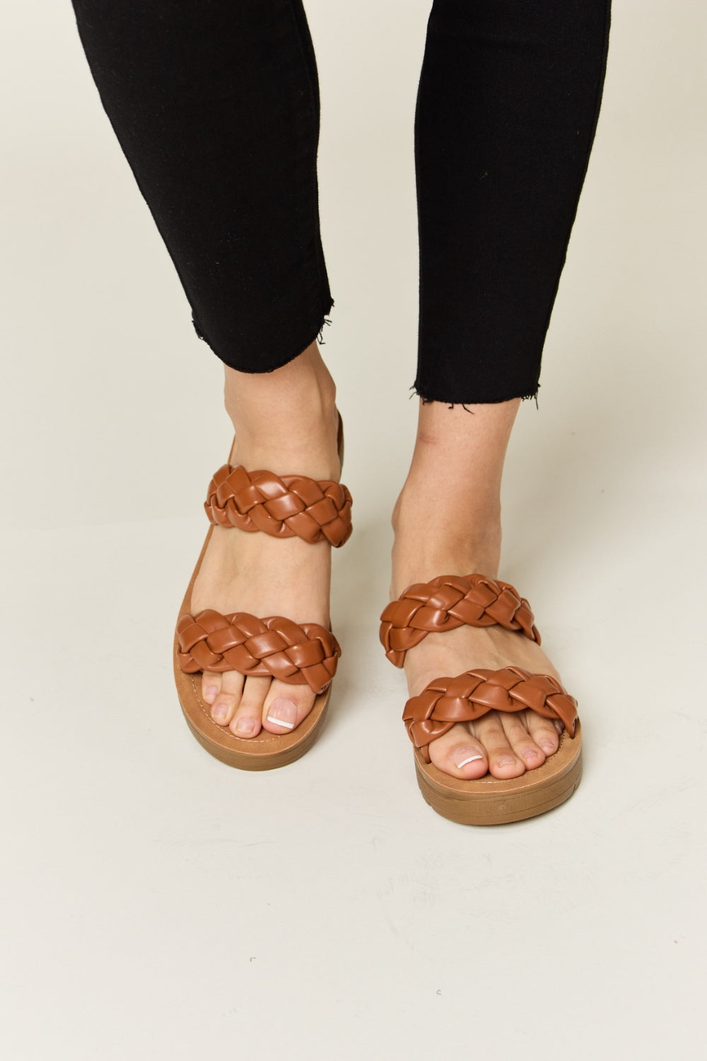 WILD DIVA Woven Dual Band Platform Sandals