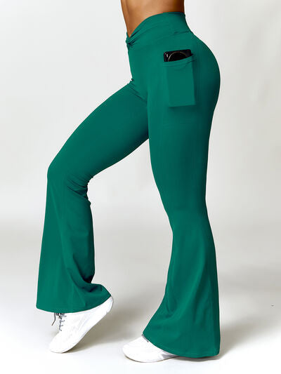 Twisted High Waist Active Pants with Pockets