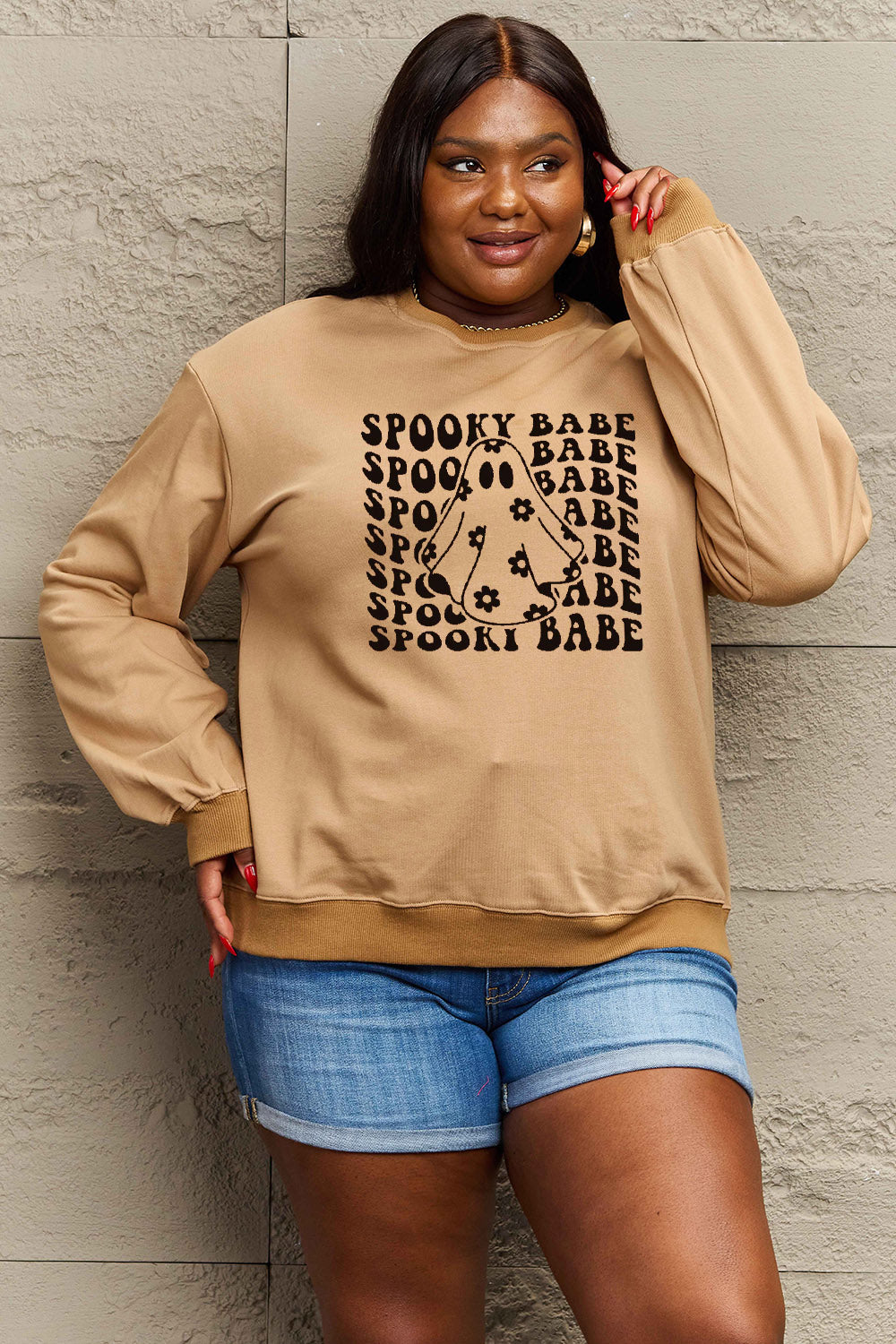 Simply Love Full Size SPOOKY BABE Graphic Sweatshirt