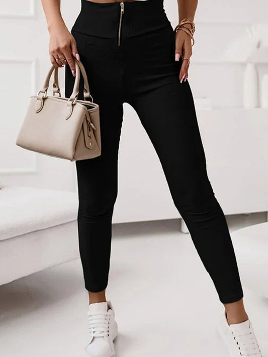 Zip-Up Wide Waistband Pants