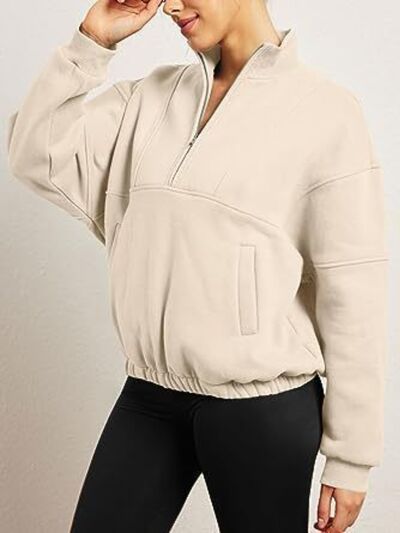 Half Zip Dropped Shoulder Sweatshirt