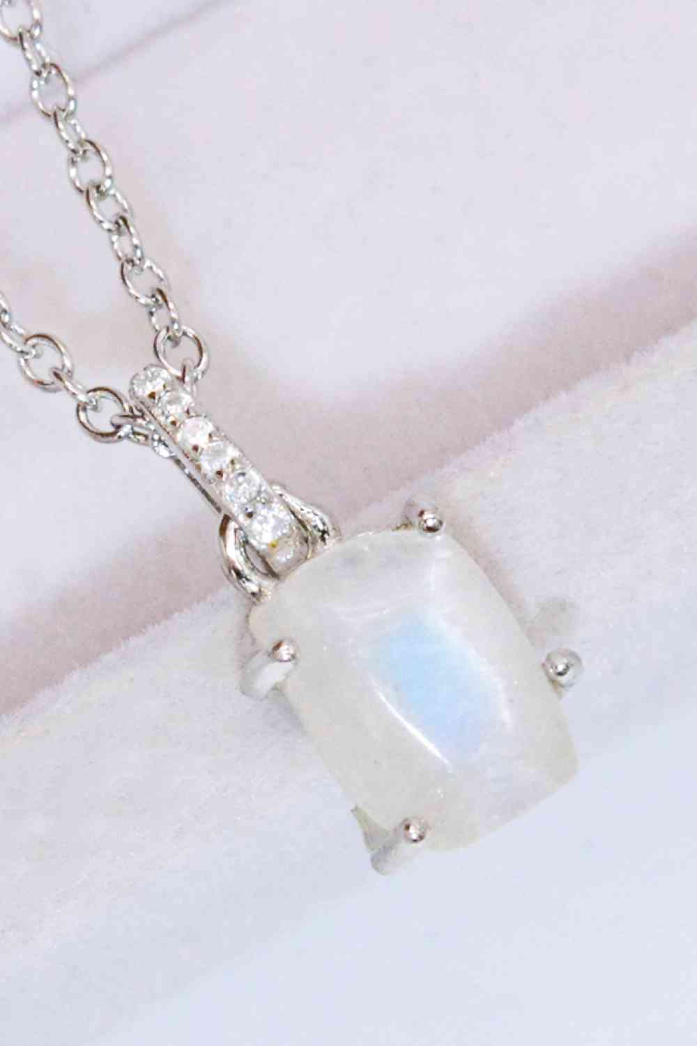 Natural Moonstone 4-Prong Pendant Necklace