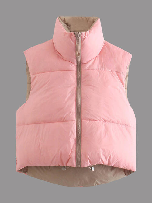 Zip Up Drawstring Reversible Vest