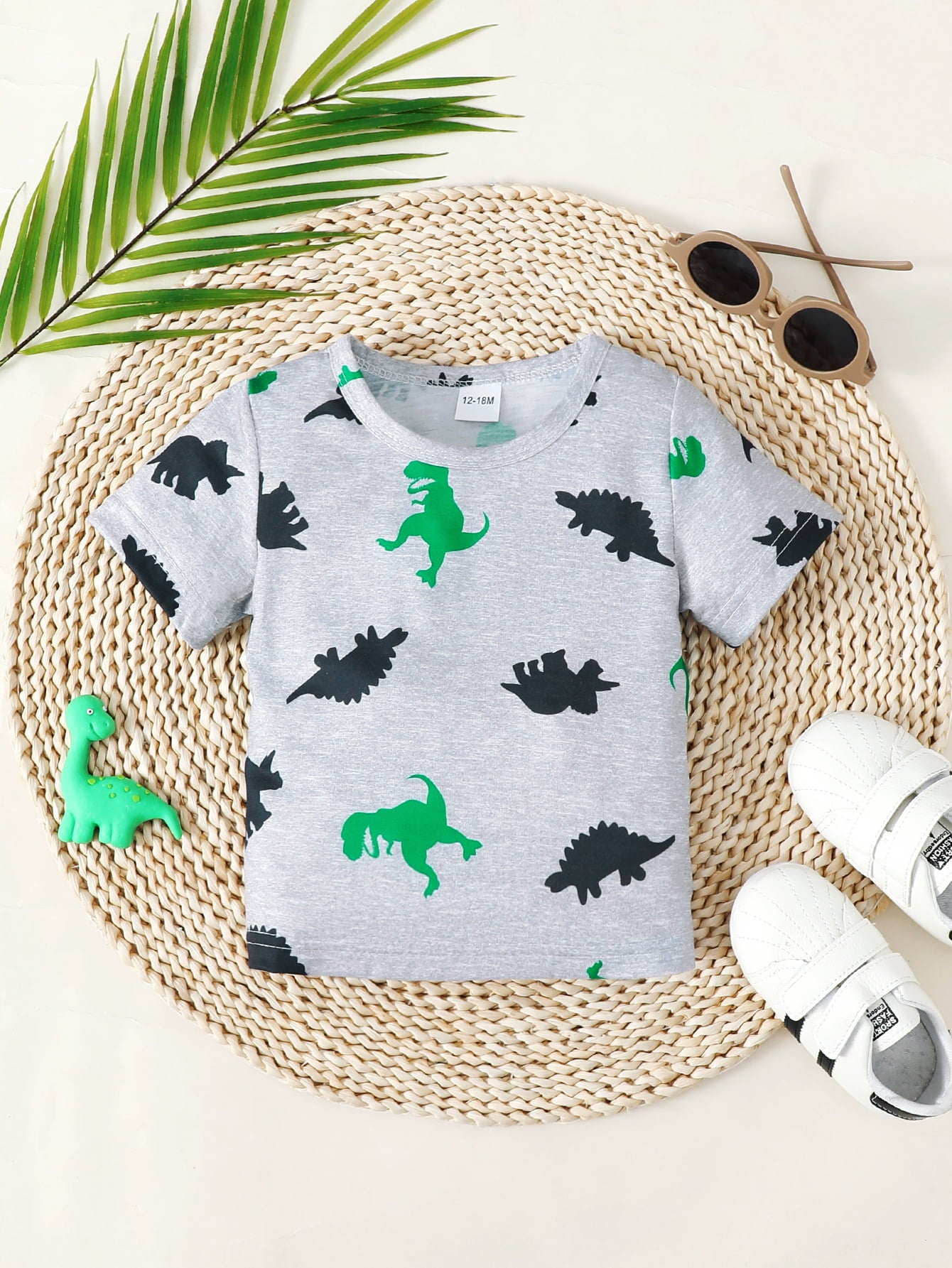 Dinosaur Print Round Neck Tee