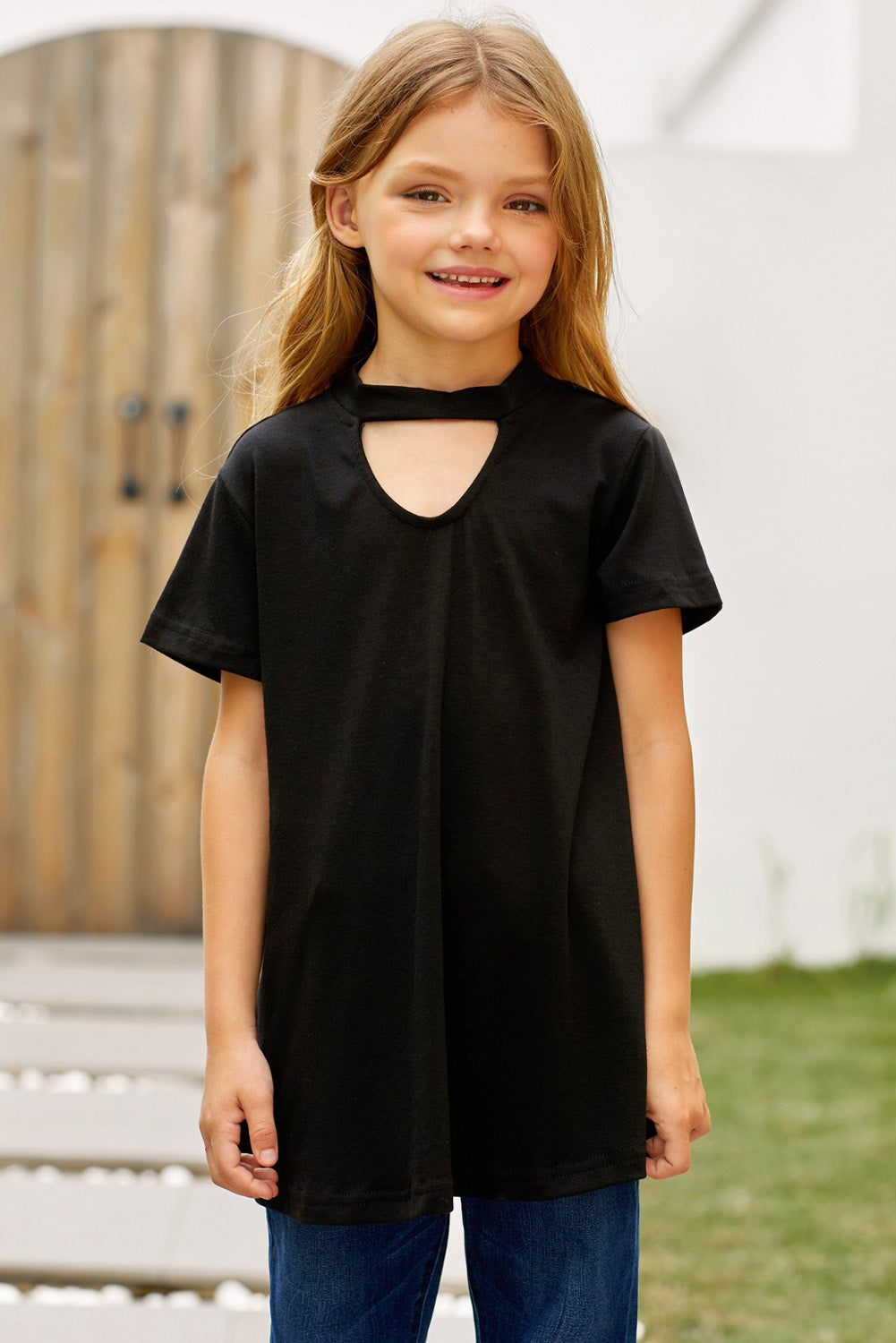 Girls Cutout Short Sleeve T-Shirt