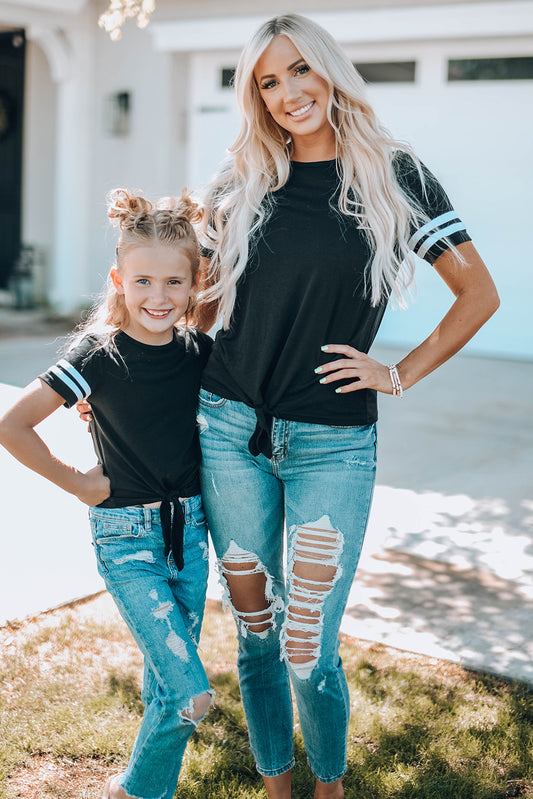 Girls Striped Tied Tee Shirt