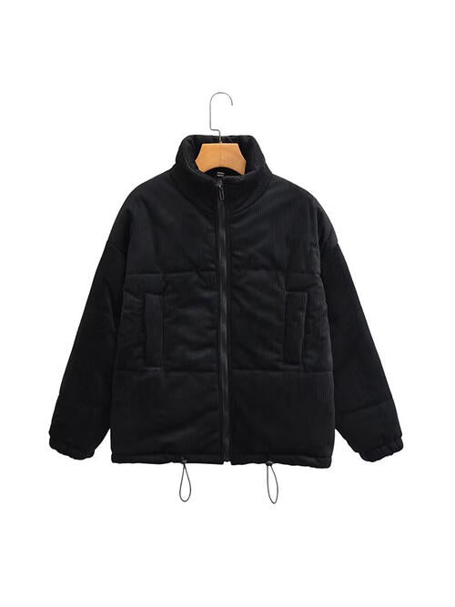 Zip Up Drawstring Winter Coat with Pockets